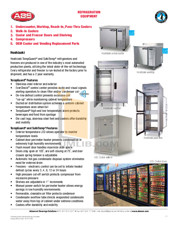 PDF manual for Hoshizaki Refrigerator Temp Guard RH2SSB
